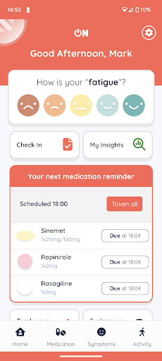 Android application Parkinson's ON screenshort