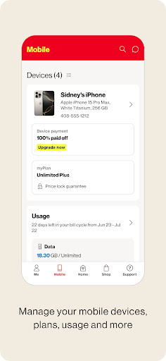 Screenshot of My Verizon