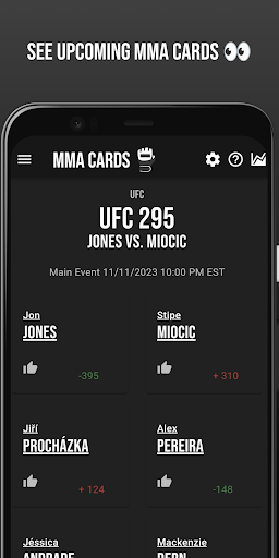 Android application MMA Cards screenshort