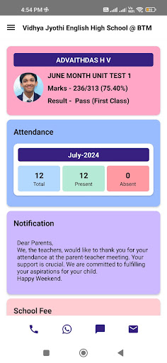 Vidhya jyothi-parent console Screen 2