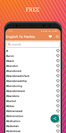 Android application English To Pashto Dictionary O screenshort