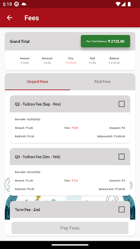 Quest ERP - Parents & Students Screen 3