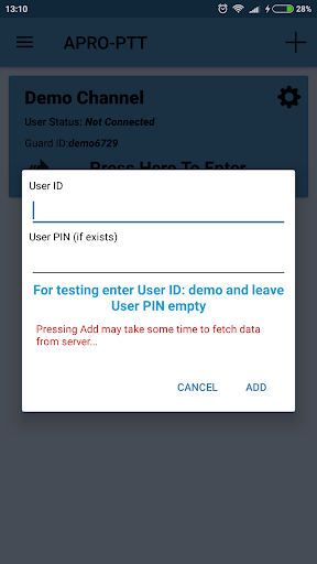 Android application APRO-PTT screenshort