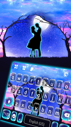 Android application Blue Neon Couple Keyboard Back screenshort