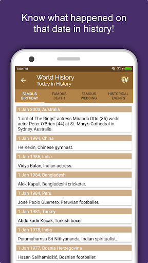 Screenshot of World History Dictionary App