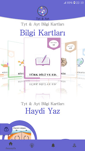 Android application Tyt & Ayt Bilgi Kartları screenshort
