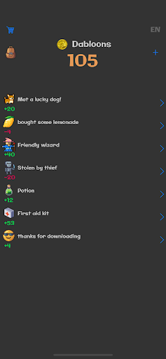 Android application Dabloon Tracker screenshort