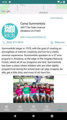 Android application Camp Summerkids screenshort