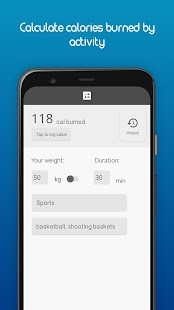 Calories burned calculator Screenshot