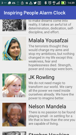 Android application Inspiring Alarm Clock screenshort