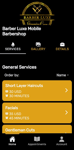 Android application Barber Luxe Mobile Barbershop screenshort