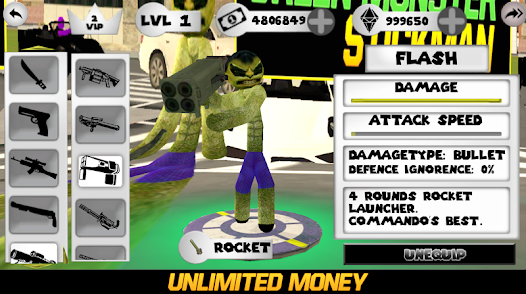Green Monster Stickman Rope He 1.3 APK + Mod (Unlimited money) إلى عن على ذكري المظهر