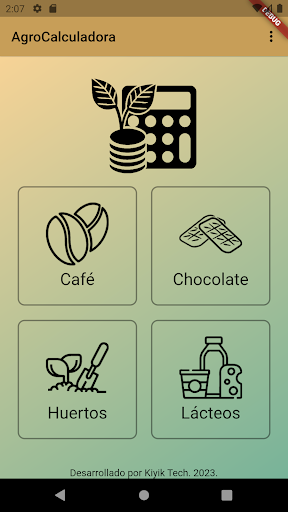 Android application AgroCalculadora screenshort