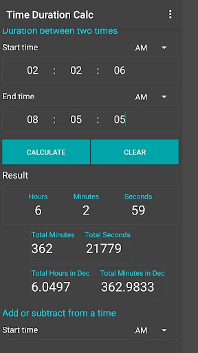 Android application Time Calculator Pro screenshort