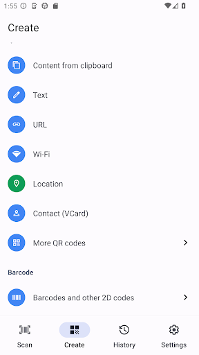 Android application QRCoder screenshort