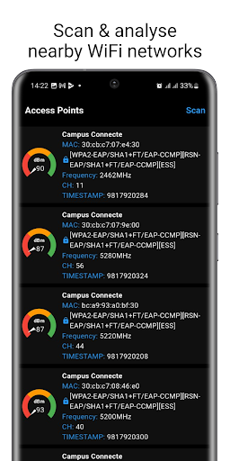 Android application Wi-Fi Analyzer screenshort