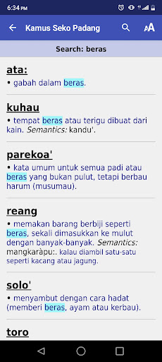 Android application Kamus Seko Padang screenshort