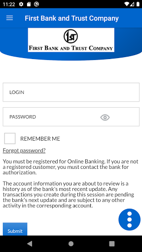 Android application First Bank and Trust Mobile screenshort