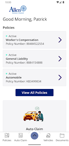 Allen Insurance Mobile Screen 2