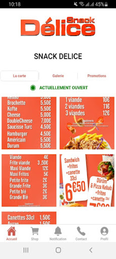 Android application Snack Délice screenshort