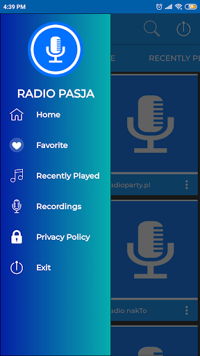 Android application radio pasja online screenshort