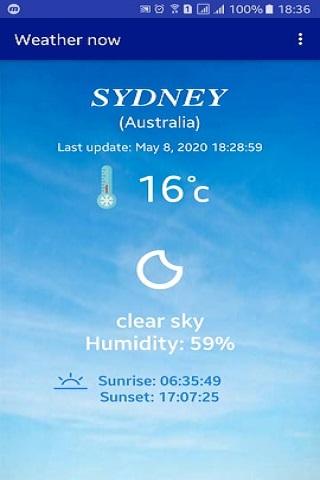 Android application Weather at this moment screenshort