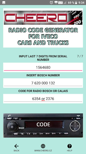 RADIO CODE for IVECO TRUCK screenshot 2