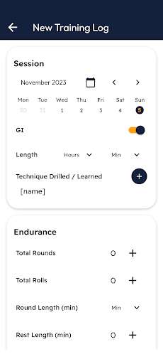BJJ Notes Progress Tracker App Screen 3
