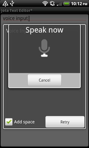 Android application Voice Input for Jota screenshort