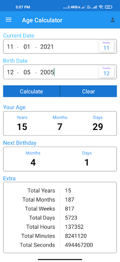 Age Calculator Screen 2