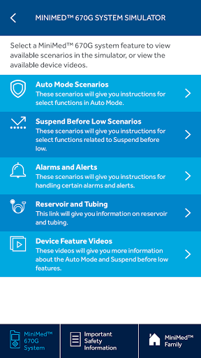 MiniMed™ Virtual Pumps App Screen 2