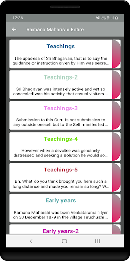 Android application Ramana Maharishi Entire screenshort