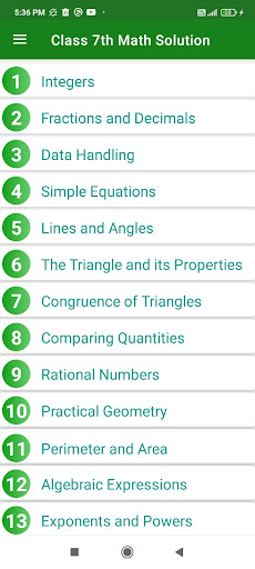 Android application Class 7 Math NCERT Solution screenshort