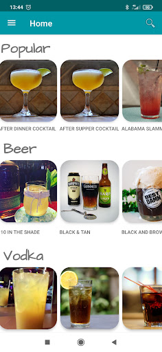 Android application Cocktail Wiki. Mixologic screenshort