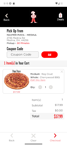 Screenshot of Master Pizza