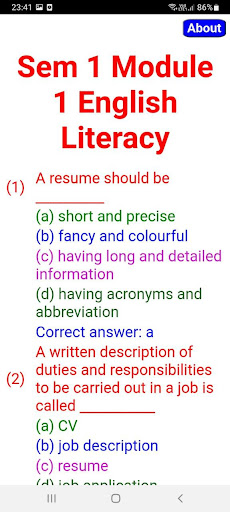 Employability Skills Self Test Screen 2