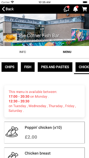 Pie Corner Fish Bar Screen 3