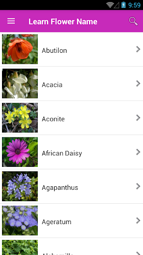 Android application Learn Flower Name screenshort