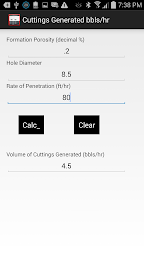 Cuttings Generated bbls per hr