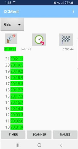 Android application XCMeet Cross Country Timing screenshort