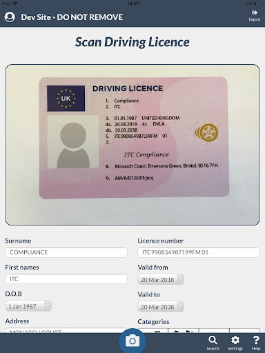 Apex Driving Licence Scanner Screen 2