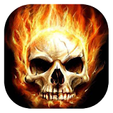 Skull in flames live wallpaper icon
