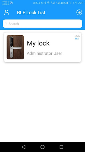 Android application HUNE BLUETOOTH LOCK-Smart Home screenshort