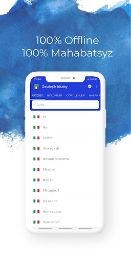 Turkmen-Italian phrasebook Screen 2