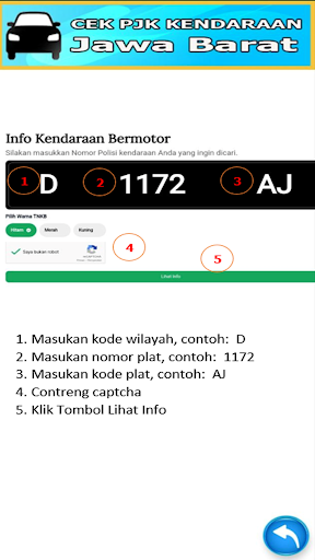 Android application Cek Pjk Kendaraan Jabar screenshort