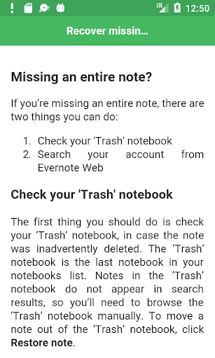 User Guide for Evernote Screen 2
