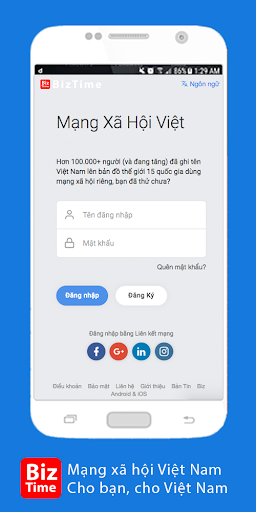 Android application BizTime - Kiếm tiền từ MXH screenshort