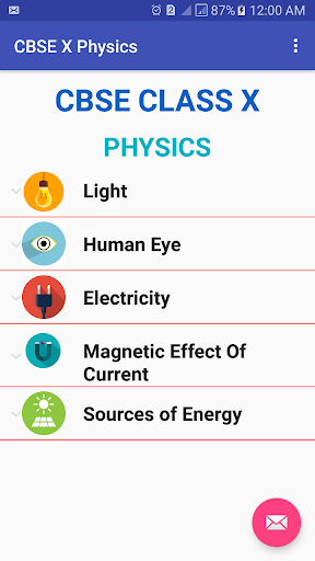 Android application CBSE X Physics screenshort