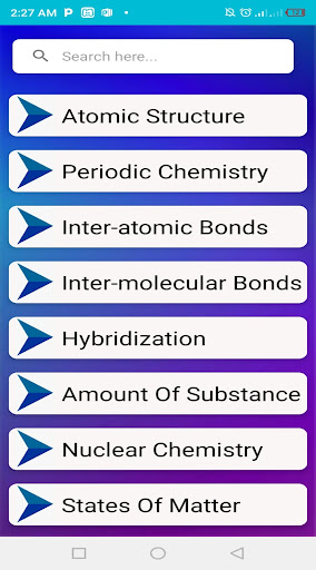 Android application Chemistry Quiz Test screenshort