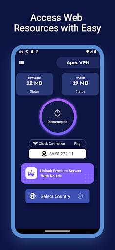 Android application Apex VPN - Unlimited Speed VPN screenshort